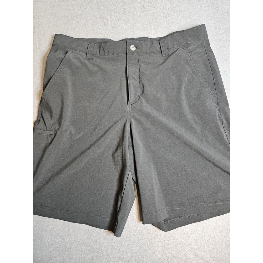 COLUMBIA PFG Shorts Mens 38 Black Poly Stretch Zip Cargo Fish Hike Golf